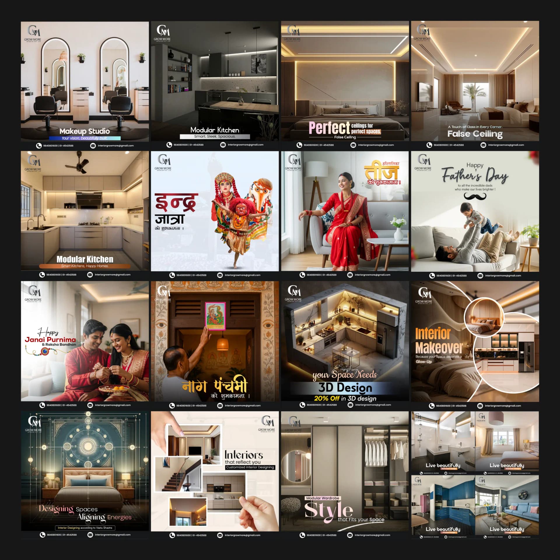 Grow More Interior Socials - Graphic Design Project | Aaditya Gupta Nepal